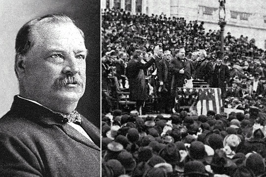 Portrait of Grover Cleveland and photo of opening day address