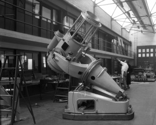 Palomar Observatory’s 18-inch Schmidt Telescope: The 18-inch Schmidt telescope still in development at the California Institute of Technology.  The telescope would first be used by Fritz Zwicky to perform his supernova survey.