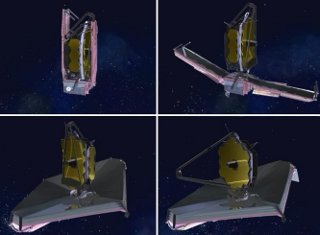 James Webb Space Telescope Unfolding: The JWST will be the successor to the Hubble Space Telescope. It's  6.5-meter mirror is too large to fit into any space transportation vehicle for launch, so the design requires several smaller mirrors that will align after launch to create a large primary mirror.