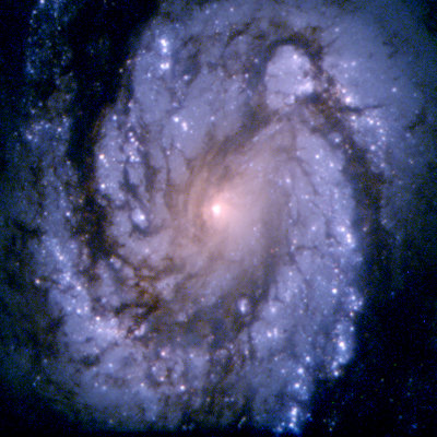 M100 Galactic Nucleus: This image was taken with Hubble's Wide Field Planetary Camera 2, installed to correct Hubble's optics.  The difference in clarity is dramatic and represents the realization of the anticipated quality of images from a space-based, optical telescope.