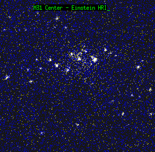 M31 from Einstein: This picture taken by the Einstein Observatory points to the galactic center of M31 - the Andromeda Galaxy - the nearest spiral galaxy to our Milky Way Galaxy. Using more than 150 observations carried out over 13 years by the Chandra X-ray Observatory, researchers in 2013 identified 26 black hole candidates, the largest number to date, in the Andromeda Galaxy.