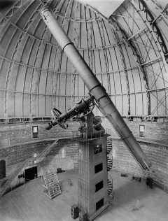 Yerkes Observatory: The 40-inch refracting telescope at the Yerkes Observatory of the University of Chicago.